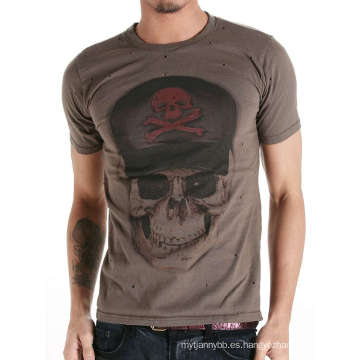 Cool Skull Screen Printing Fashion Custom Cotton Wholesale Men Camiseta